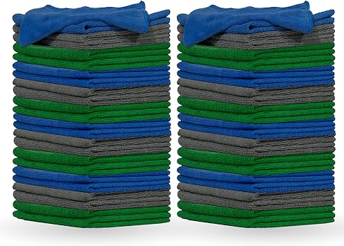 Pinnacle Mercantile Microfiber Cleaning Cloths Extra Large 16x16in Pack of 48 Highly Absorbent Lint Free Streak Free Non