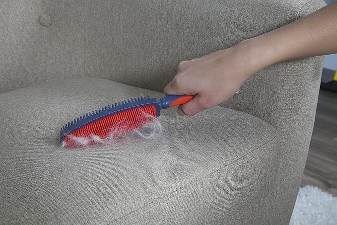 FURemover Duo Pet Hair Rubber Brush, Dual Sided to Easily Remove Fur and Lint from Clothing and Upholstery, Thick Bristles Groom Dogs and Cats, Easy to Clean, Colors May Vary