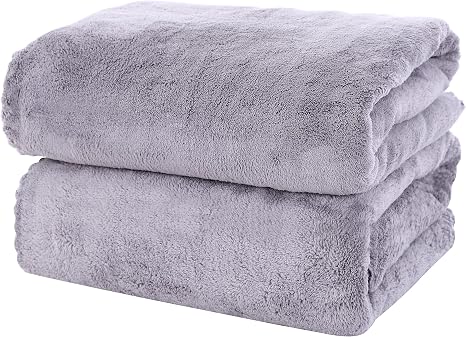 MOONQUEEN 2 Pack Premium Bath Towel Set - Quick Drying - Microfiber Coral Velvet Highly Absorbent Towels - Multipurpose 