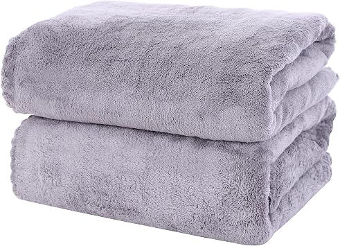 MOONQUEEN 2 Pack Premium Bath Towel Set - Quick Drying - Microfiber Coral Velvet Highly Absorbent Towels - Multipurpose 