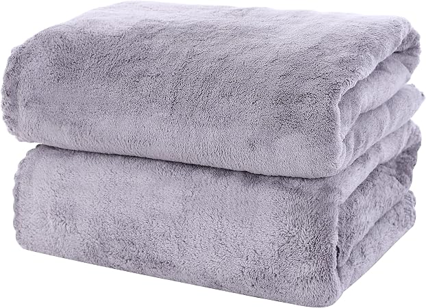MOONQUEEN 2 Pack Premium Bath Towel Set - Quick Drying - Microfiber Coral Velvet Highly Absorbent Towels - Multipurpose 
