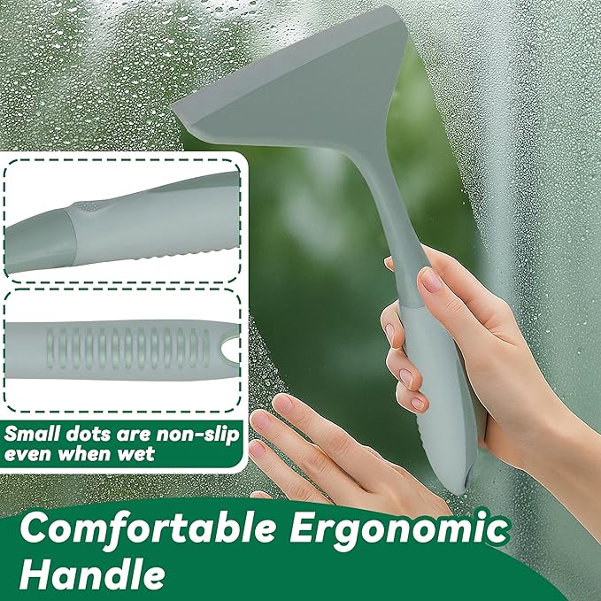 2-Pack Shower Squeegee for Glass Doors & Window, 7.8" Blade Cleaning Tool for Bathroom, Car Windshields, Mirrors, Tiles