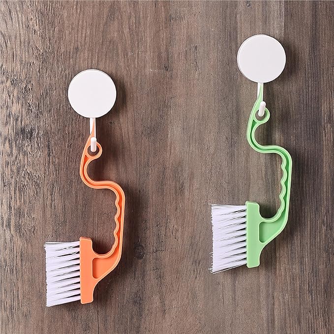 Slick- Window Track Cleaning Brush, 2 Pack, Orange/Green Ergonomic Handle, Built-in Scraper, Multipurpose, Window Track Cleaning Tools