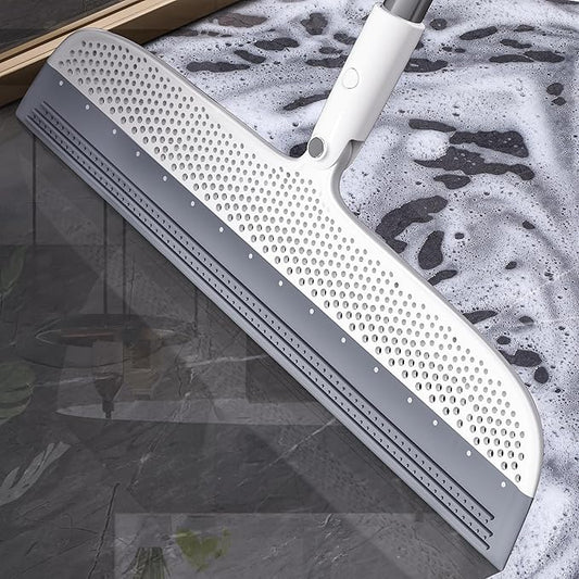 Rubber Squeegee Broom for Floors, 51.77" Long Handle Multi-Surface Magic Multifunction Broom, Pet Hair Remover Scraper for Laminate Carpets, Windows, Mirrors, Rugs, Hardwood, Tile Cleaning