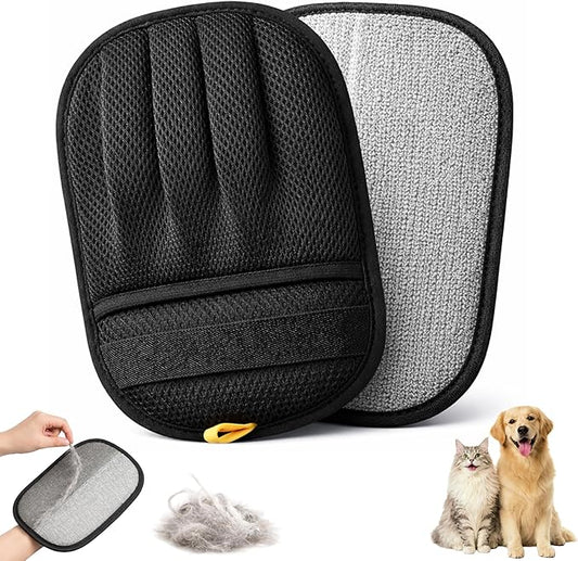 Wolfster Pet Hair Removal Glove for Cats & Dogs - Five-Finger Electrostatic Reusable Pet Hair Remover for Couch, Sofa, Carpet, Car Seat, Bedding & Clothing, Lint Roller Alternative, Eco-Friendly