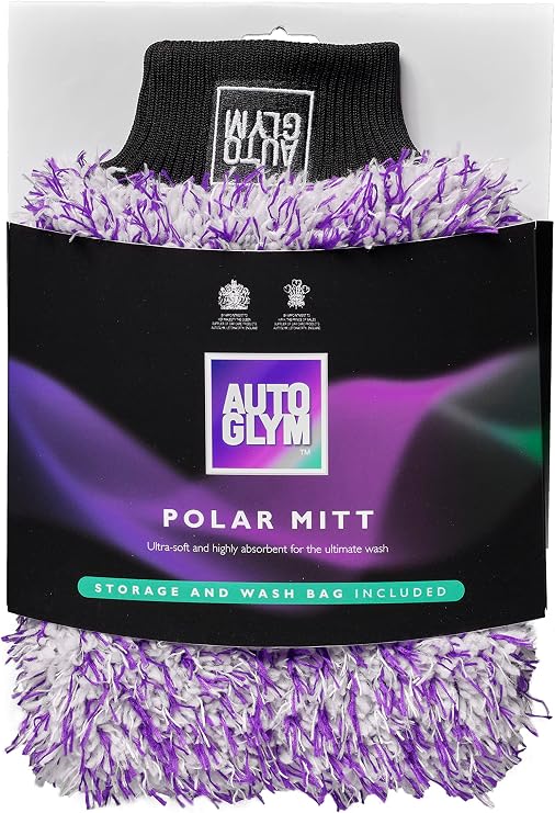 Autoglym Polar Car Wash Mitt with Storage and Washbag Included, Premium Fine Microfibre Strands, Scratch-Free Results