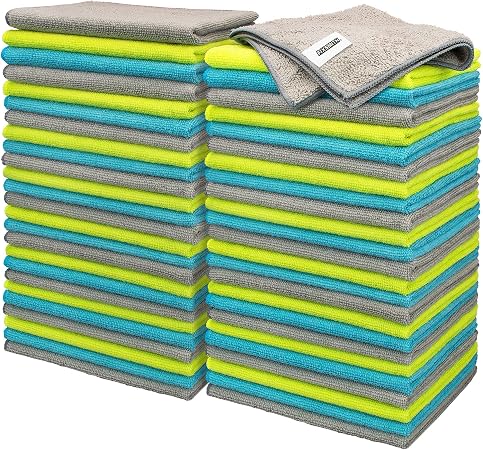 FIXSMITH Microfiber Cleaning Cloth - Pack of 50, Microfiber Towels for Cars 16 x 12 in, Highly Absorbent Cleaning Rags, 