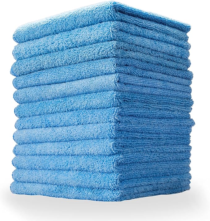Aero Cosmetics All-Purpose Microfiber Cleaning Towels (12-Pack) Cleaning Cloth for Wet or Waterless Wash - Highly Absorb