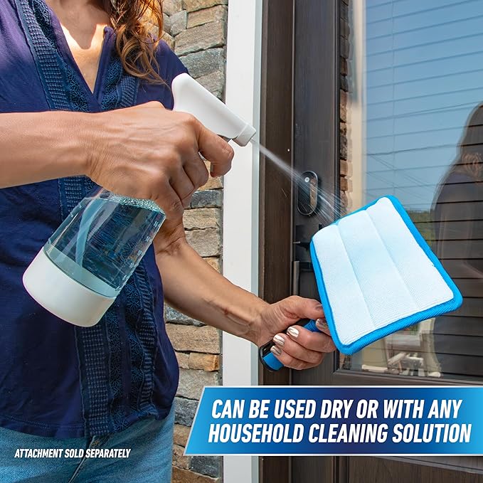 Unger Professional Indoor Window Cleaning Kit with 2' Pole — Swivel Head Pad Washer for Glass, Mirrors & Flat Surfaces, Streak-Free Results, 2 Reusable Microfiber Pads, Wet or Dry Use