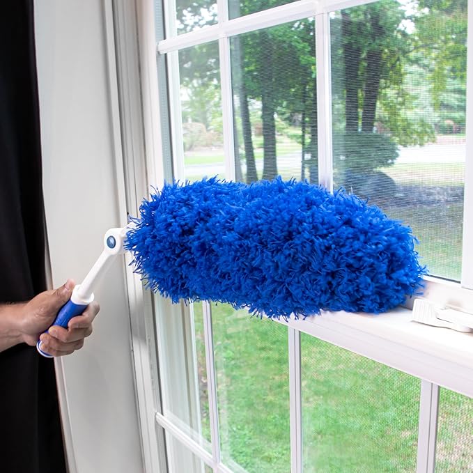 Unger Connect and Clean Microfiber Duster with Pivoting Handle, Dusters for Cleaning, Compatible with Telescopic Poles, Dusting Tools, Cleaner Tool for Windows, TVs, Moldings, Cupboards, Cabinets