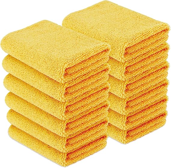 Amazon Basics Microfiber Car Drying Towels, Highly Absorbent, Lint Free, Scratch Free, Ultra-Soft, Car Detailing, Buffin