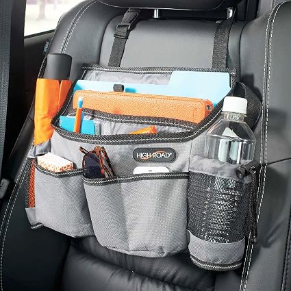 Car Front Seat Organizer with Laptop Sleeve, Bottle Holders and 6 Pockets