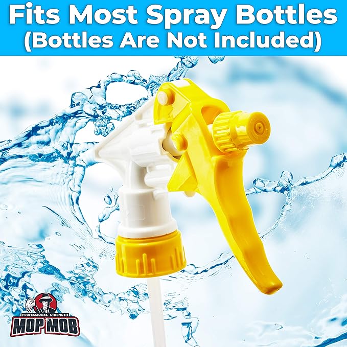 Leak-Free Chemical Resistant Spray Head 10 Pk. BOTTLES NOT INCLUDED. Industrial Sprayer for Car Detailing Window Cleaning and Janitorial Supply. Low-Fatigue Trigger and Nozzle Fit 32oz Bottle.