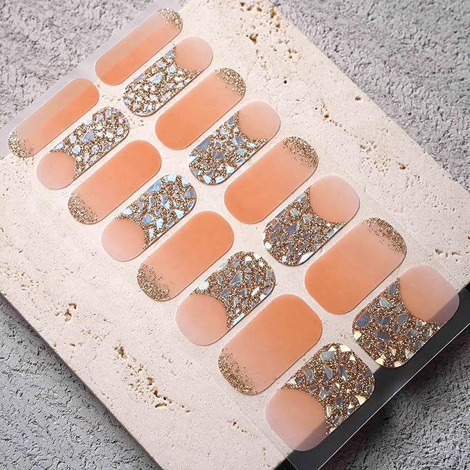 Nail Polish Strips, 32PCS Salon Quality Wraps, Long Lasting Gel Nail Stickers for Women Easy Apply& Remove (Confetti Chic)