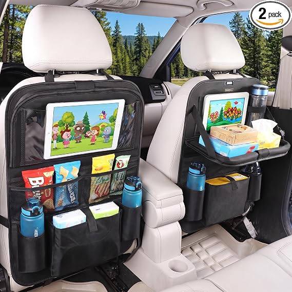 Car BackSeat Organizer,2 Pack for Kids Car Organizer Kick Mats Kick Mats Back Seat Protector with Touch Screen Tablet Ho