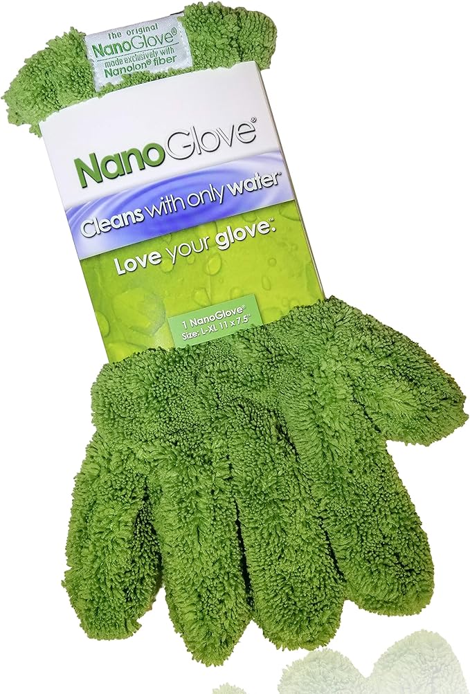 Nano Glove - Green Household Kitchen Cleaning Hand Glove | Replaces Paper Towels Microfiber Wipe Cloths & Feather Dusters | All Purpose Surface Cleaner for Window Stainless Steel Dusting (L-XL)