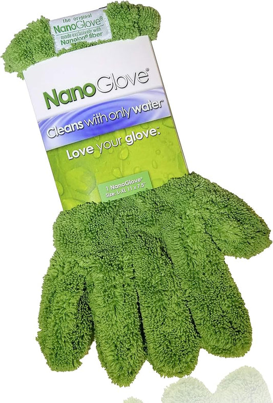 Nano Glove - Green Household Kitchen Cleaning Hand Glove | Replaces Paper Towels Microfiber Wipe Cloths & Feather Dusters | All Purpose Surface Cleaner for Window Stainless Steel Dusting (L-XL)