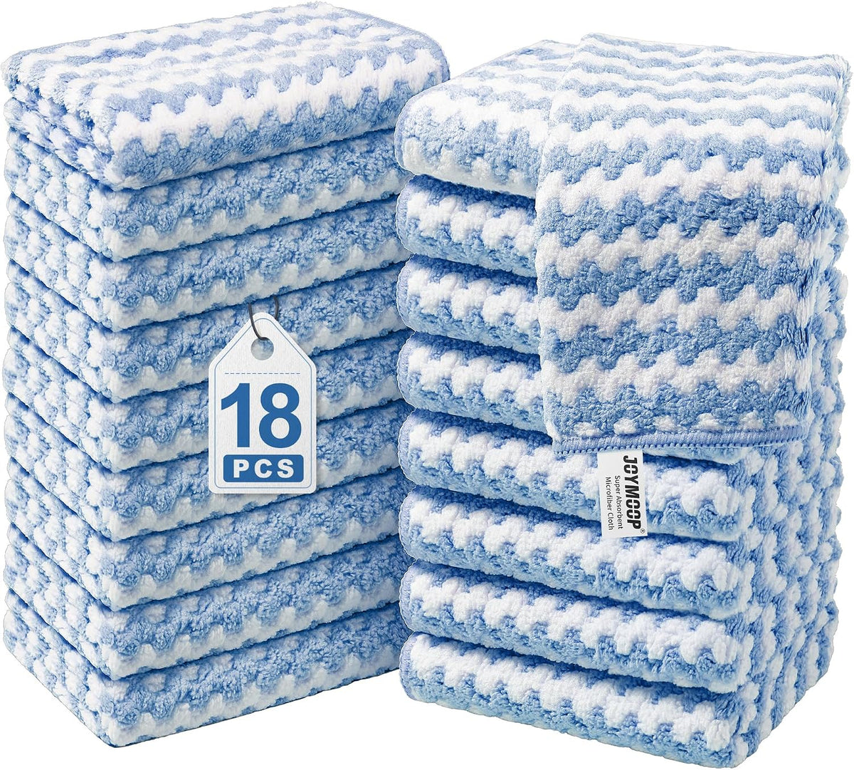 Microfiber Cleaning Cloth, 18 Piece Set, Small, Blue
