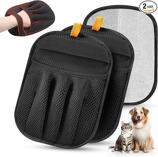 2Pcs Pet Hair Removal Glove for Cats & Dogs, 2025 Newly Upgraded Five-Finger Electrostatic Pet Hair Gloves, Reusable Pet Hair Remover Tool for Laundry, Couch, Carpet, Car Seat