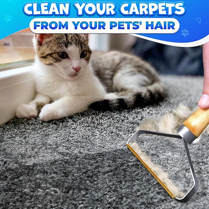 Pet Hair Removers 2 Pack Reusable Metal Lint Remover Tool – Durable Pet Hair Remover Tool with Wooden Handle | Portable Fabric Shaver Fuzz Cleaner for Clothes, Carpet & Furniture, Couch