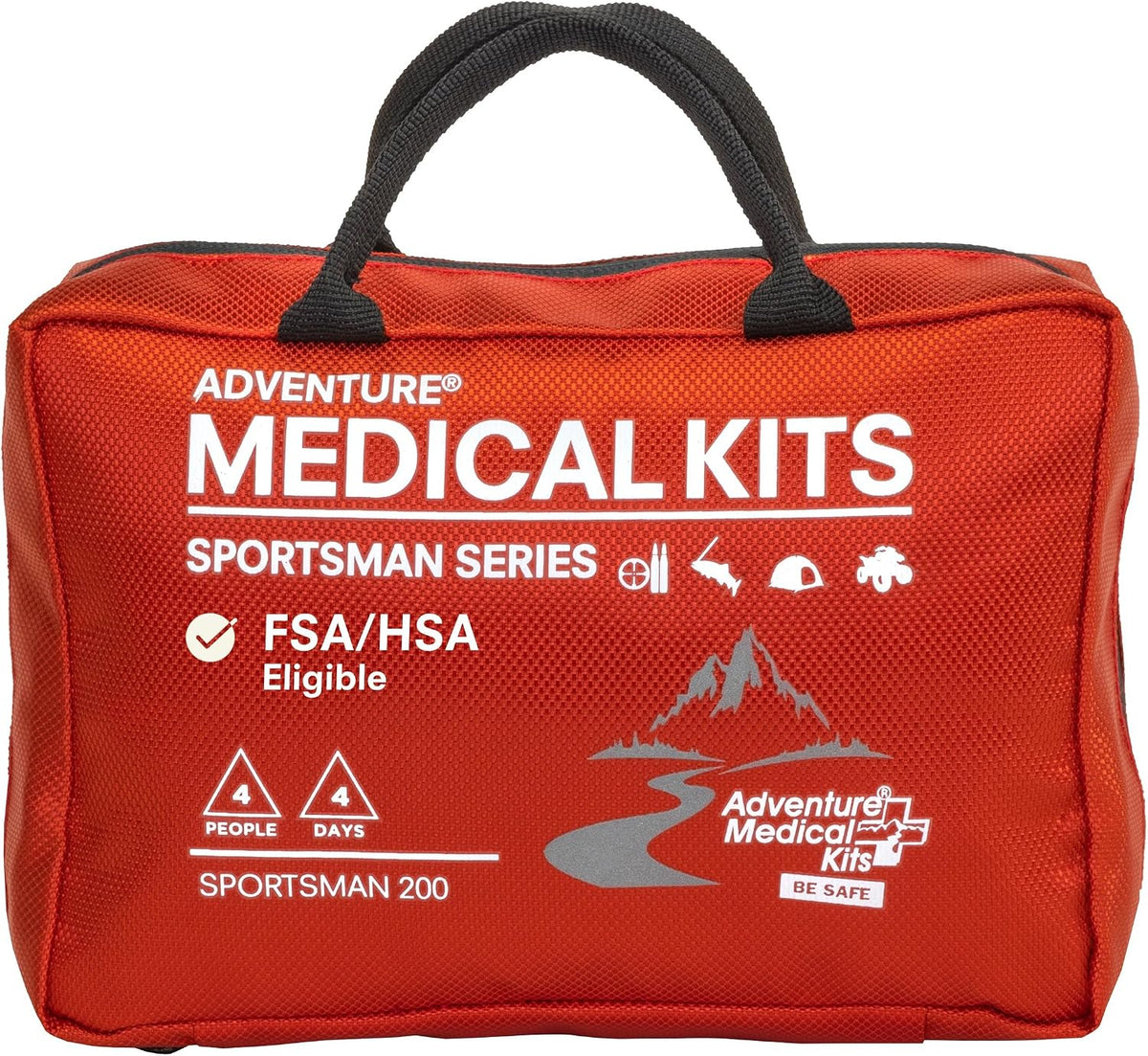 Sportsman Series Medical Kit - 200 - First Aid Kit for Camping, Hiking, Hunting & More - For 4 People for 4 Days - Includes Bandages, Medicine, Guide Book & More