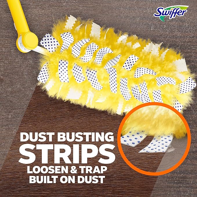 Swiffer Duster Kit with 3 ft Extendable Handle, Heavy Duty Dusting Starter Kit with 3 Refills, for Ceiling Fans, Vents and Hard to Reach Places