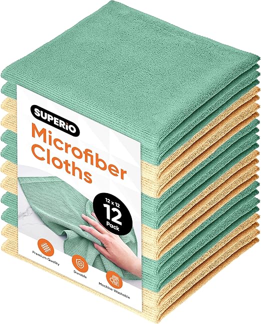 Microfiber Cleaning Cloth for Cars, Kitchen, Bathroom 12x12 Miracle Cloth, Lint Free Rags for Cleaning House, Washable R