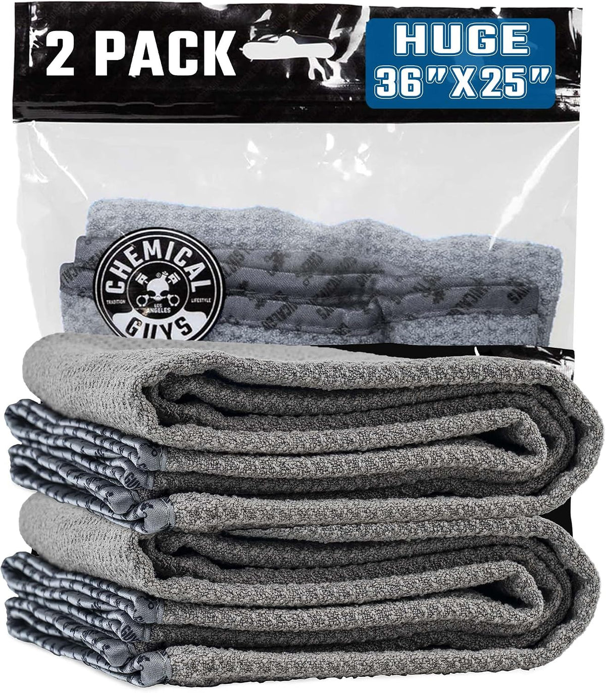 Waffle Weave Gray Matter Microfiber Drying Towel, 2 Pack