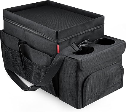 Car Organizer & Cooler – Durable Oxford Fabric Exterior & Waterproof Liner, Portable Car Storage & Insulated Cooler Box 