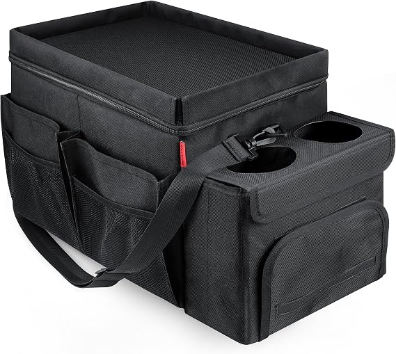 Car Organizer & Cooler – Durable Oxford Fabric Exterior & Waterproof Liner, Portable Car Storage & Insulated Cooler Box 
