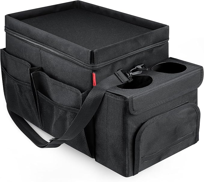 Car Organizer & Cooler – Durable Oxford Fabric Exterior & Waterproof Liner, Portable Car Storage & Insulated Cooler Box 