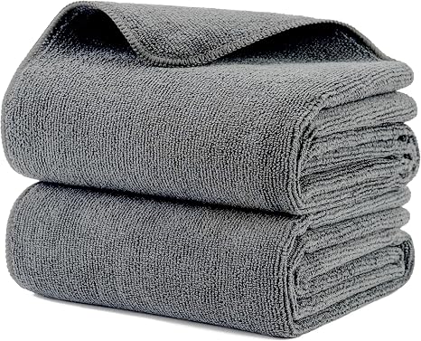 MICROFI New Microfiber Hair Drying Salon Towels, Quick Dry, Lint Free, 2 Pack 340 GSM (Gray)