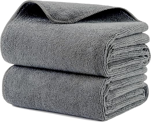 MICROFI New Microfiber Hair Drying Salon Towels, Quick Dry, Lint Free, 2 Pack 340 GSM (Gray)
