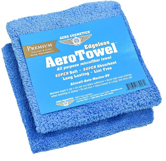 Aero Cosmetics Premium Edgeless Microfiber Towels (2-Pack) Super Soft, Super Absorbent, Long Lasting, Lint Free for wate