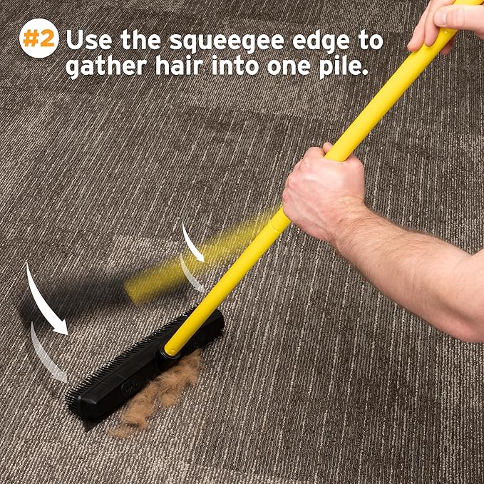 FURemover Pet Hair Removal Rubber Broom, 48" Handle