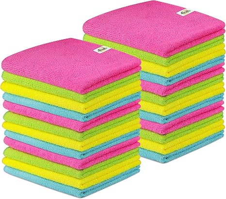 SCRUBIT 24 Pack Microfiber Cleaning Cloth Lint Free and Streak Free Towels for House, Cars, Kitchen and Screens - Super 