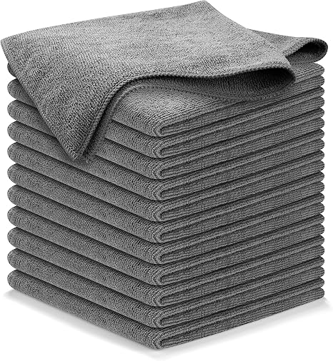 USANOOKS Microfiber Cleaning Cloth Grey - 12 Pcs (12.5"x12.5") - High Performance - 1200 Washes, Ultra Absorbent Microfi