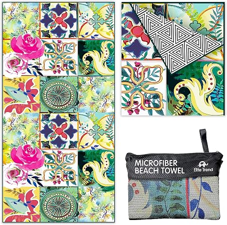 Quick Dry Towel Extra Large Waffle 78x35 Inch - Microfiber Beach Towel - Perfect for Beach, Travel, Swimming, Pool, Yoga