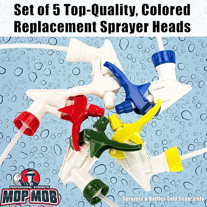 Leak-Free Chemical Resistant Spray Head and 32 oz Bottle 5 Pack Heavy-Duty Industrial Sprayer With Low-Fatigue Trigger and Nozzle for Auto/Car Detailing, Window Cleaning and Janitorial Supply